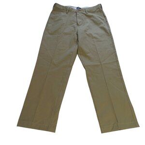 Lands End Men Khaki Flat Front Traditional Fit Chino Pants Size 34 Uniform Work